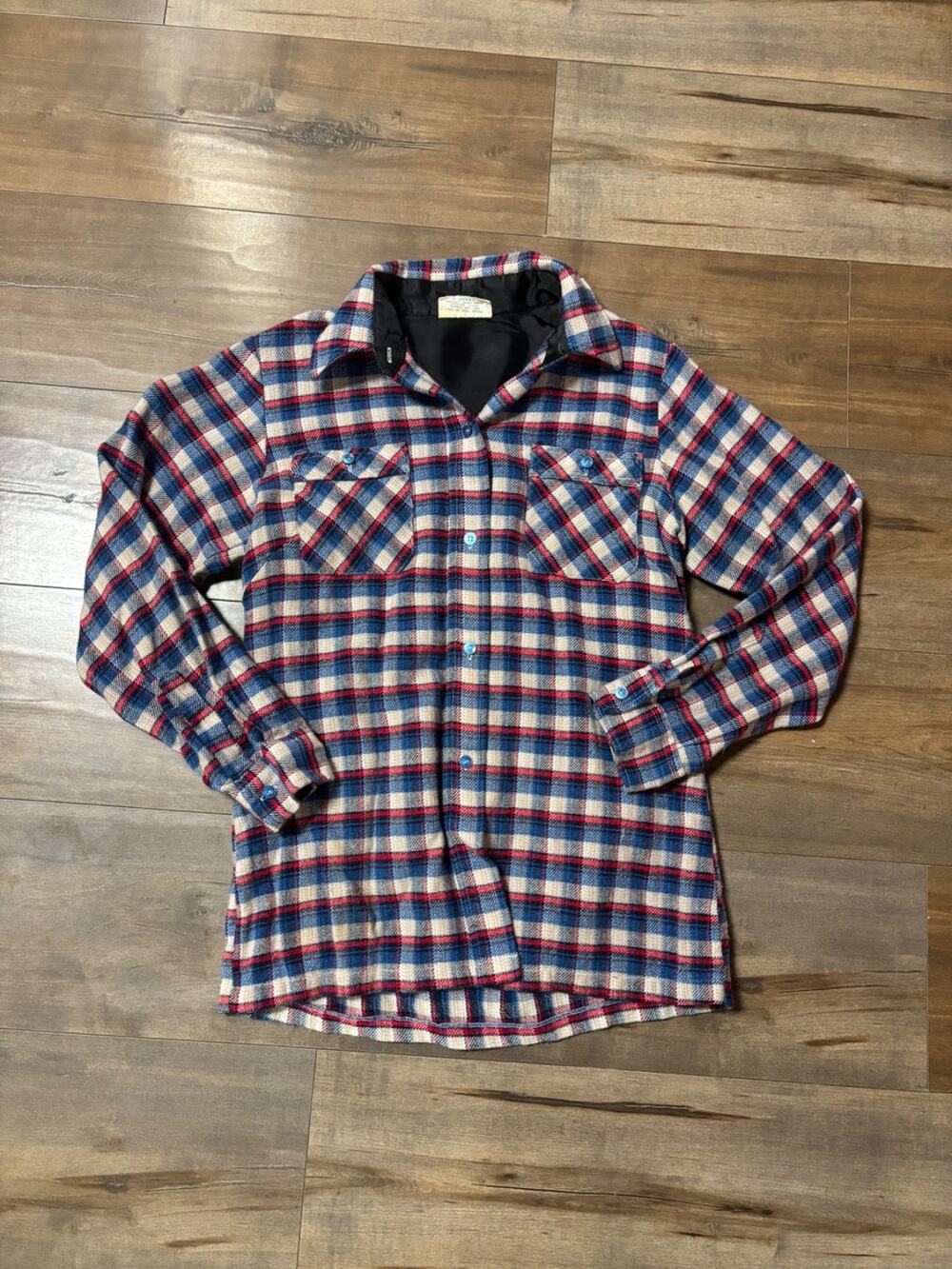 Vintage Sultra Wool Shirt Plaid Heavyweight Women's XL Long Sleeve Button Up